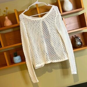 Philosophy Crochet Open Back Button Detail Sweater